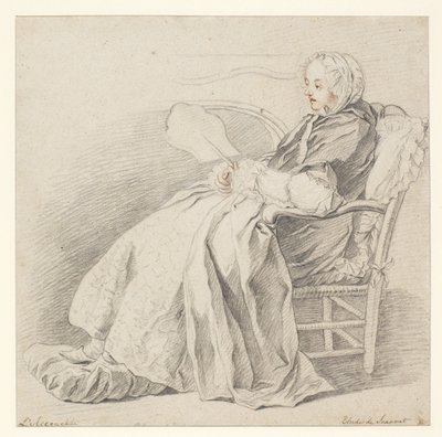 LAccouchée için çalışma, c.1750 (kağıt üzerinde tebeşir) by Étienne Jeaurat