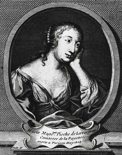 Fransız romancı Marie-Madeleine Pioche de La Vergne, Comtesse de La Fayette'in (1634-1693) madalyon portresi, Etienne Jehandier Desrochers'ın (1668-1741) gravürü by Etienne Jehandier Desrochers