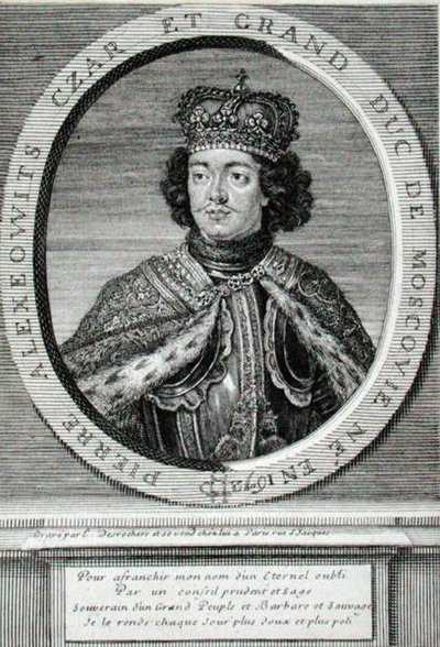Peter I (1672-1725) (gravür) by Etienne Jehandier Desrochers
