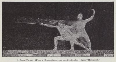 Kılıç darbesiyle ilgili hareketi gösteren kronofotoğraf (gravür) by Etienne Jules Marey