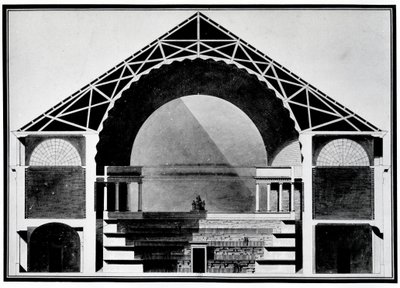 Bibliotheque Royale de France, binanın kesit çizimi. Mimari Etienne Louis Boullee (Etienne-Louis Boullee), Fransız mimar (1728-1799). by Etienne Louis Boullee