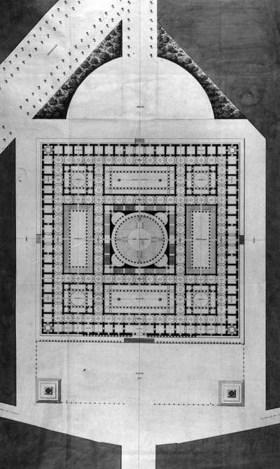 Halk kütüphanesinin haritası - E.L. Boullée. by Etienne Louis Boullee