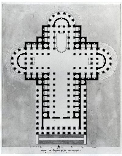 Madeleine Kilisesi için proje. Resim çizme. Mimari Etienne Louis Boullee (Etienne-Louis Boullee), Fransız mimar (1728-1799). by Etienne Louis Boullee