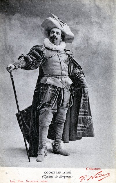 Constant Coquelin aka Coquelin aîné (1841 - 1909) Cyrano de Bergerac kostümü içinde (fotoğraf) by Etienne Neurdein