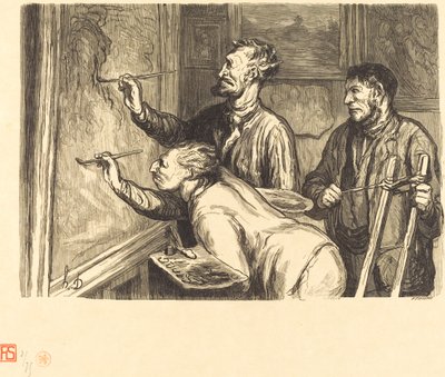 1868 Resim Sergisi - Son Fırça Darbesi by Etienne after Honoré Daumier