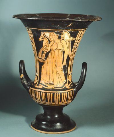 Berkeley Ressamı tarafından kanatlı bir ruhu betimleyen kaliks-krater (büyük vazo). Kırmızı figürlü çömlek. Etrüsk Uygarlığı, MÖ 4. yy. by Etruscan
