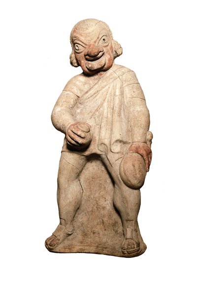 Etrüsk uygarlığı: komik bir aktörün grotesk anlatımla temsili. JC'den önceki 2. yüzyıl heykeli. Londra, İngiliz müzesi by Etruscan
