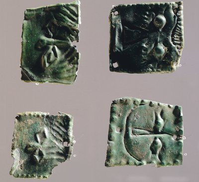 Gözleri tasvir eden bronz plakada ex-voto. Reithia Este Tapınağı