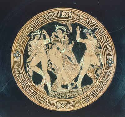 Kylix, detay. Kırmızı figürlü çömlek. Etrüsk Uygarlığı, MÖ 5.-4. Yüzyıl. by Etruscan