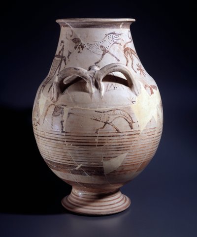 Pişmiş toprak krater, MÖ 680-660 by Etruscan