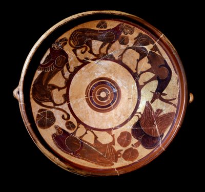 Hayvanları temsil eden pişmiş toprak levha, MÖ 600-590 by Etruscan
