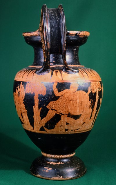 Mainz Ressamı tarafından bir savaşçı ile bir Amazon arasındaki mücadeleyi betimleyen volüt krater. Kırmızı figürlü çömlek. Etrüsk Uygarlığı, MÖ 4. yy. by Etruscan