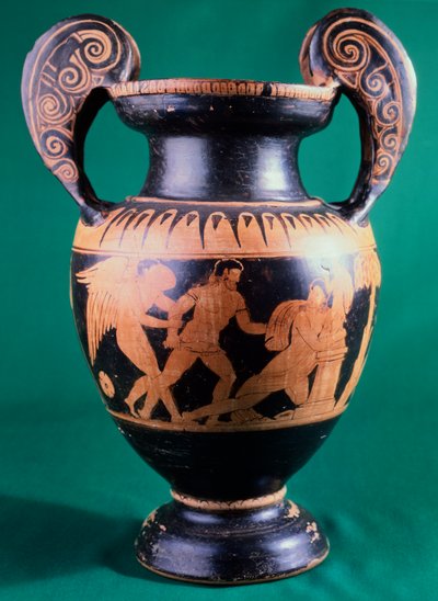 Mainz Ressamı tarafından bir savaşçı ve bir amazon tasvir eden volüt krater. Kırmızı figürlü çömlek. Etrüsk Uygarlığı, MÖ 4. yy. by Etruscan