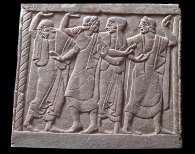 Dans sahnesi, mermer mezar taşının alçak kabartması by Etruscan Etruscan