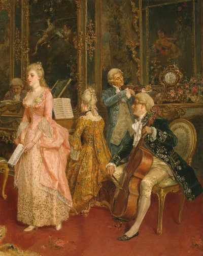 Mozart dönemindeki konser, 1853 (detay) by Ettore Simonetti