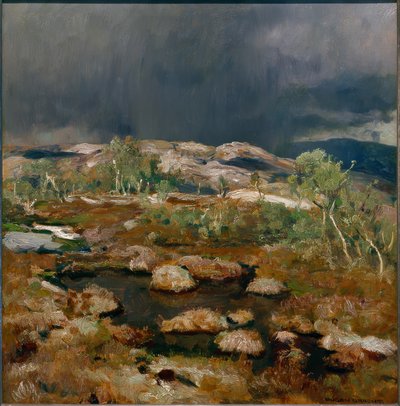 Norveç yüksek kırlarında sağanak yağış by Eugen Felix Prosper Bracht