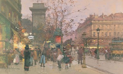 Porte Saint Denis (kağıt üzerinde w/c) by Eugene Galien Laloue