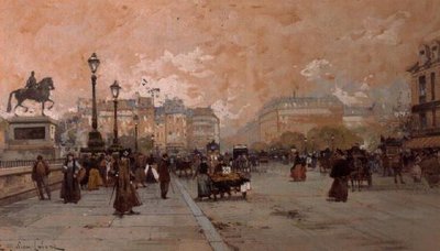Parisli Bir Sokak Sahnesi by Eugene Galien Laloue