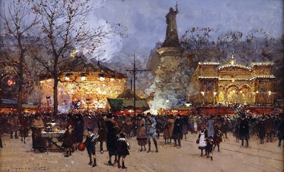 Parti, Place de la Republique, Paris by Eugene Galien Laloue