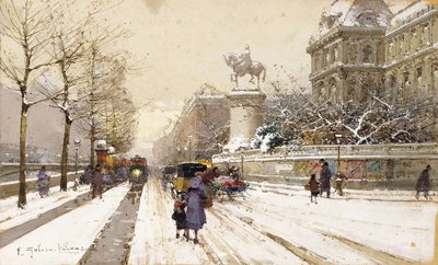 Kışın Paris by Eugene Galien Laloue