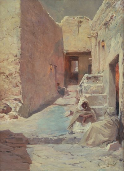 Araplarla Sokak Manzarası (tuval üzerine yağlı boya) by Eugene Alexis Girardet