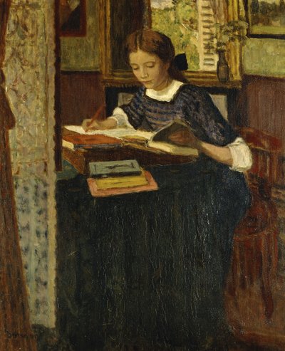 Kız Yazısı; genç kız, yazma by Eugene Antoine Durenne