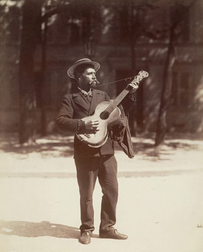 Gitarist, Paris by Eugène Atget