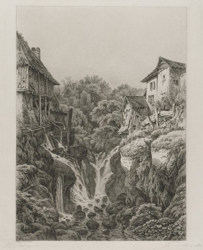 Aix-les-Bains yakınlarındaki Grésy Değirmeni ve Şelalesi, 1856. by Eugene Bléry