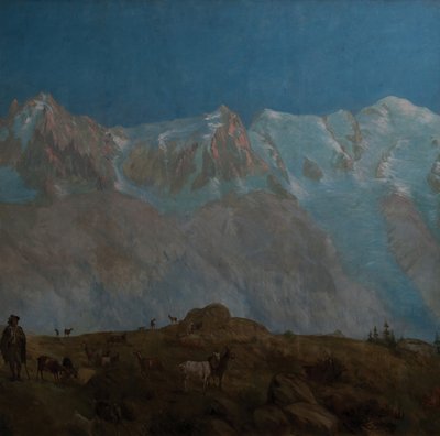 Mont Blanc, Aiguilles du Midi du Plan (Tuval üzerine yağlıboya) by Eugene Bourgeois