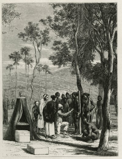 Dr. Harmand, yerli Khas, a Attopeu (Laos) üzerinde antropolojik bir ölçüm yürütüyor, Eugene Burnand