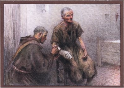 Rahip Bentivoglia bir cüzamlıya bakıyor, 1919 by Eugene Burnand
