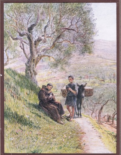Aziz Francis vahşi Kaplumbağa Güvercinlerini evcilleştirir, 1919 by Eugene Burnand