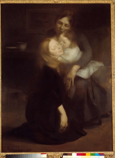 Samimiyet ya da abla resmi Eugene Carriere (1849-1906) 19. yüzyıl Güneşi. 1,3x0,99 m Paris, Orsay Müzesi by Eugène Carrière