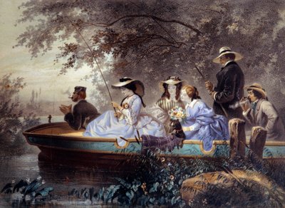 Aile ile bir Pazar, nehirde balık tutma Eugene Guerard (1821-1866) tarafından Litografi 19. yüzyıl Paris, Musee Carnavalet by Eugene Charles Francois Guerard