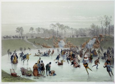 Eugene Guerard tarafından Bois de Boulogne Lithograph içinde patenciler by Eugene Charles Francois Guerard