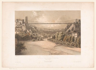 Gezicht op de hangbrug üzerinde de Sarine, te Fribourg İsviçre Savoy ve Tirol / Fribourg