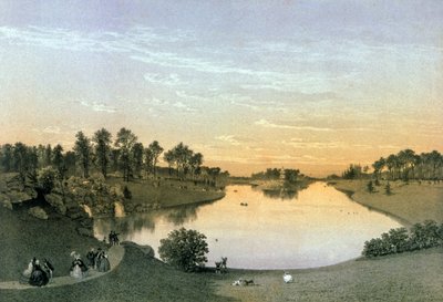Bois de Boulogne Gölü, 1860 dolayları (gravür) by Eugene Ciceri