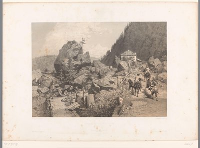 Martigny ve Chamonix arasındaki Tête Noire geçidinde yolcular Passage de la Tête Noire (nesne üzerindeki başlık) İsviçre ve Savoy