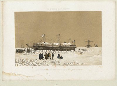 Kinburn yakınlarındaki Buzda yüzen Tonnante pili, 1856 by Eugene Ciceri