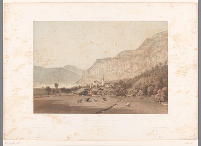 Luzern Gölü'ndeki Flüelen'in görünümü Flüelen et le lac de Quatre Kantonları (nesne üzerine başlık) İsviçre ve Savoy'dan görüntüler (dizi başlığı) La Suisse et la Savoie (nesne üzerine seri başlığı) by Eugene Ciceri