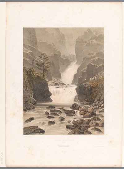 Vallorcine yakınlarındaki Barberine şelalesinin görünümü Cascade de Barberine (nesnedeki başlık) İsviçre, Savoy ve Tirol