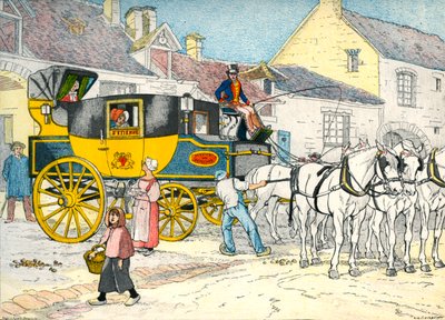 1840 yılında bir koç evinde Posta koç by Eugene Courboin