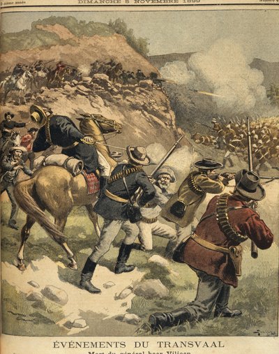 Güney Afrika, Anglo Boer Savaşları, Boer General Viljoen'in İngilizlerle savaşırken ölümü, yazdır by Eugene Damblans