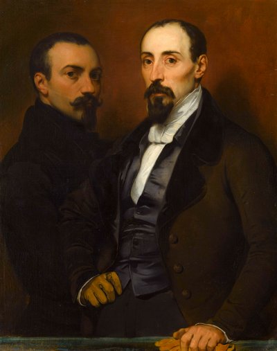 Oğlu Achille ile Otoportre, 1836. by Eugene Deveria