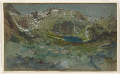 Pireneler'deki Lac d'Espingo ve Cirque d'Espingo'nun görünümü by Eugene Emmanuel Viollet le Duc