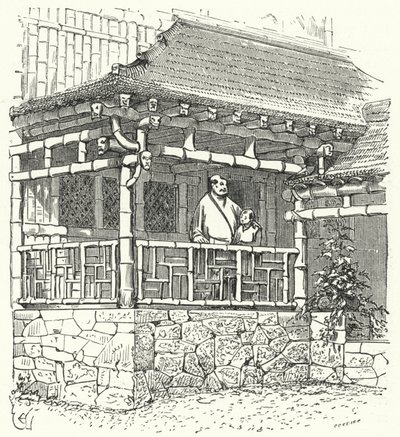 Bambudan yapılmış antik Çin evi by Eugene Emmanuel after Viollet le Duc