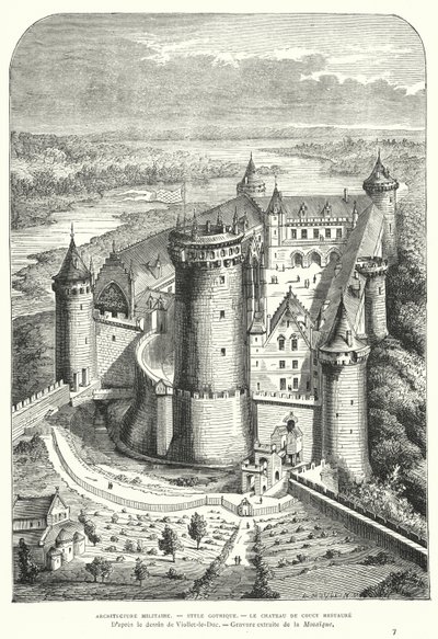 Chateau de Coucy, Picardy, Fransa, 19. Yüzyılda Eugene Viollet-le-Duc tarafından restorasyonundan sonra by Eugene Emmanuel after Viollet le Duc