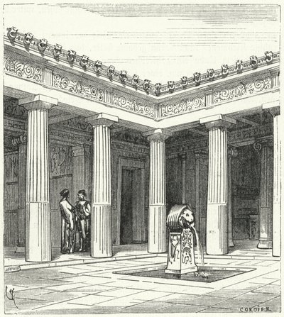 Bir Antik Yunan evinin Dor avlusu by Eugene Emmanuel after Viollet le Duc