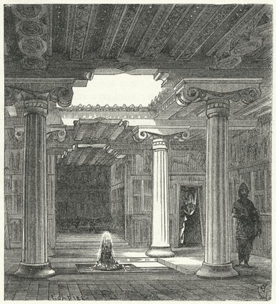 Antik bir Yunan evinin iyonik avlusu by Eugene Emmanuel after Viollet le Duc