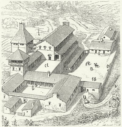 Merovenj kraliyet sarayı by Eugene Emmanuel after Viollet le Duc